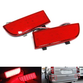 2x Red Lens Rear Bumper Reflector LED Fog Tail Stop Brake Light For 2003-2014 MB Viano Vito W639