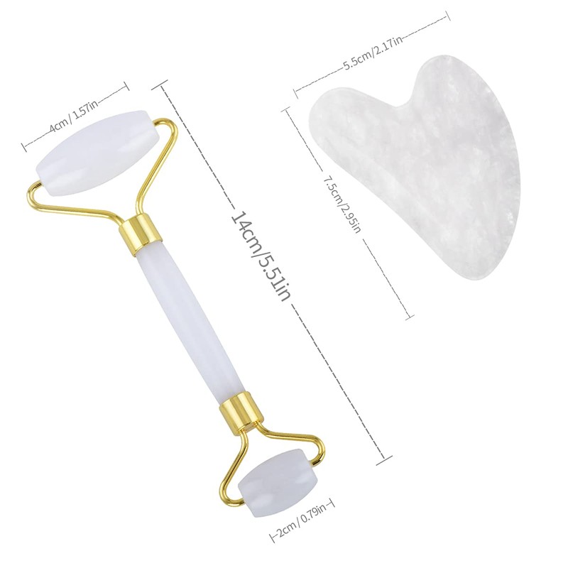 Fonture Gua Sha Tool, White Jade Facial Scraping Board Face