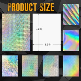 24 Sheets Holographic Cardstock 8.5 x 11in, 250gsm/92lb 6 Mixed Styles Metallic Cardstock Shiny Iridescent Mirror Paper Thick Foil Board for Scrapbook,Card Making,Crafts,Party Decoration (Laser Color)
