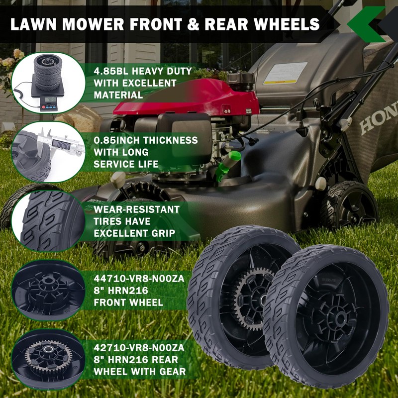 CheeMuii 4 Pack HRN216 Lawn Mower Wheels Kit 2 Rear