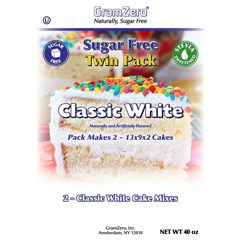 GramZero White Sugar Free Cake Mix 2-Pack, Makes 2-13x9x2 Cakes,