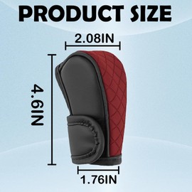 GutGiel Upgraded Leather Car Gear Shift Knob Cover with Diamond Embroidery Design, Anti-Slip Breathable Shifter Lever Protector, Universal Shift Knob Decoration Accessoriesor for Most Cars(Burgundy)