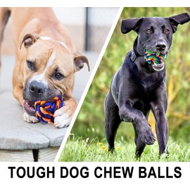 Tough Dog Chew Toys for Aggressive Chewers, 6 Pack Durable Dog Balls & Dental Cotton Dog Rope Toys for Medium Large Breeds, Puppy Teething & Interactive Enrichment Toys