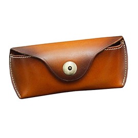 Real Cow Leather Handmade Glasses Pouch Vintage Sunglasses Belt Loop Case (soil yellow)