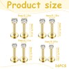 CPJJ 4 Pairs 14K Gold CZ Top Flat Back Piercing