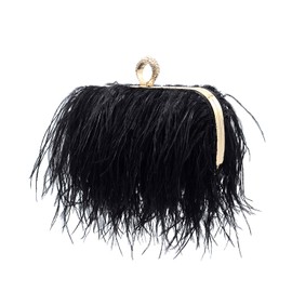 Miuco Women Feather Clutch Purse Shoulder Crossbody Bag Evening Handbags (Pink)