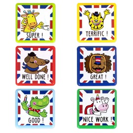 TRENDHAUS 601506 Teacher Stamp Set English, 6 Self-Inking Reward Stamps, 3 cm x 3 cm x 2 cm, Multi-Coloured