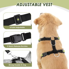 SlowTon Dog Car Harness Seatbelt Set, Pet Vest Harness with Safety Seat Belt for Trip and Daily Use Adjustable Elastic Strap and Multifunction Breathable Fabric Vest in Vehicle for Dogs
