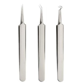 피지제거기 족집게 3종세트 일자형 고리형 브이자형 압출 브이형 핀셋 Pore Extractor Tweezers 3-Piece Set Straight, Loop, and V-Shape Extractor Tweezers