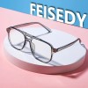 Feisedy Gafas De Bloqueo De Luz Azul Cuadradas Estilo Piloto