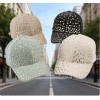 Full Diamond studded Women's Summer Hat Small Casual Rhinestone Natural