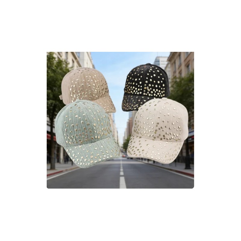 Full Diamond studded Women's Summer Hat Small Casual Rhinestone Natural