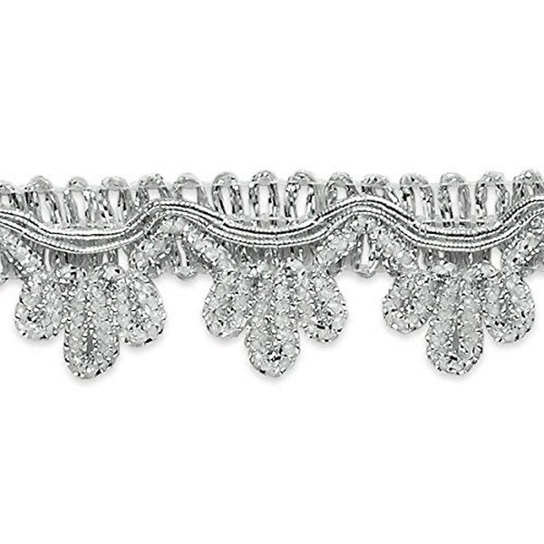 Trims by The Yard Delicia Decorated Gimp Trim, 3/4-Inch Versatile Trim for Sewing, Washable Decorative Trim for Costumes, Home Decor, Upholstery, 20-Yard Cut, Metallic Silver