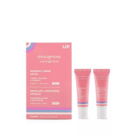 2Tubes Nourish+Shine Lip Oil Cherry DAY/Exfoliate+<wbr/>Moisturize Strawberry NIGHT 9z
