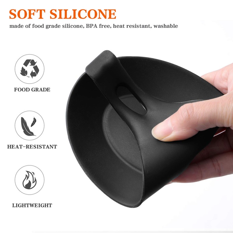 DOITOOL 2PCS Black Silicone Spoon Rests for Kitchen Counter Stove