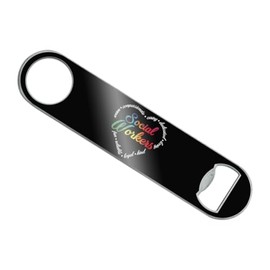 Graphics & More Social Worker Heart Stainless Steel Vinyl Covered Flat Bartender Speed Bar Bottle Opener