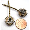 Magic Symbol Charm On Gear Bobby Pin, Set of 2,