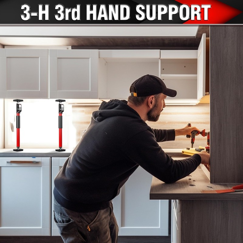 3-H Cabinet Jacks for Installing Cabinets 2 Pack, Thickened All-Steel