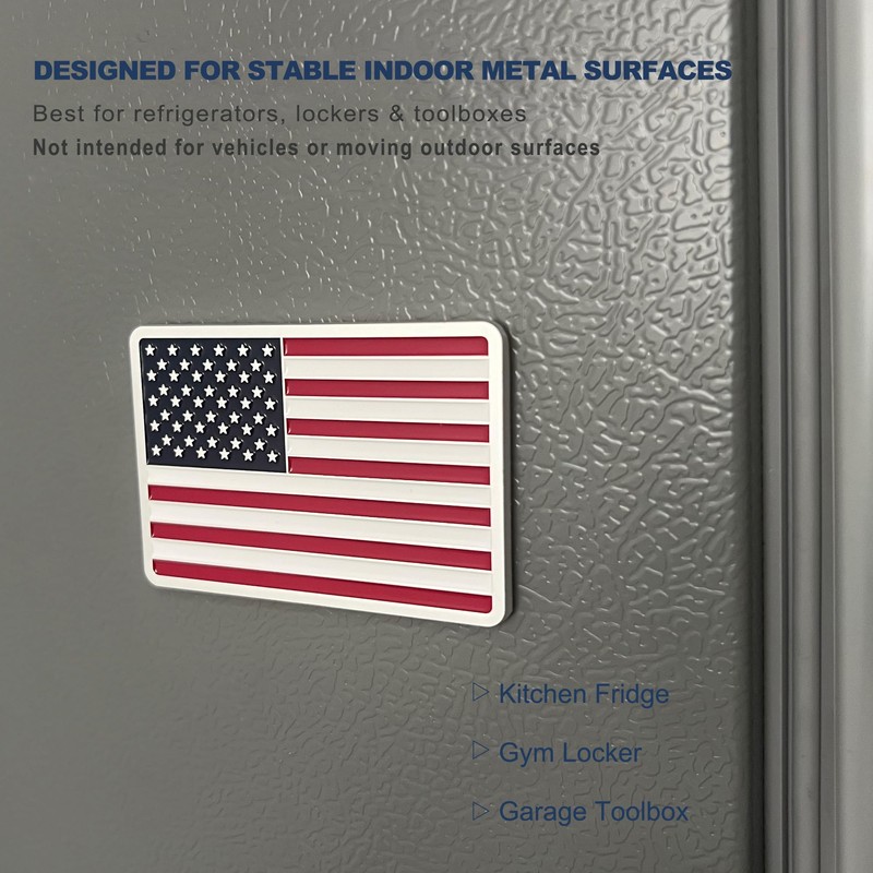 American Flag Metal Fridge Magnet, Square 3D Zinc Alloy Refrigerator
