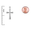 Solid Sterling Silver Simple CZ Religious Cross Pendant Necklace, 16"