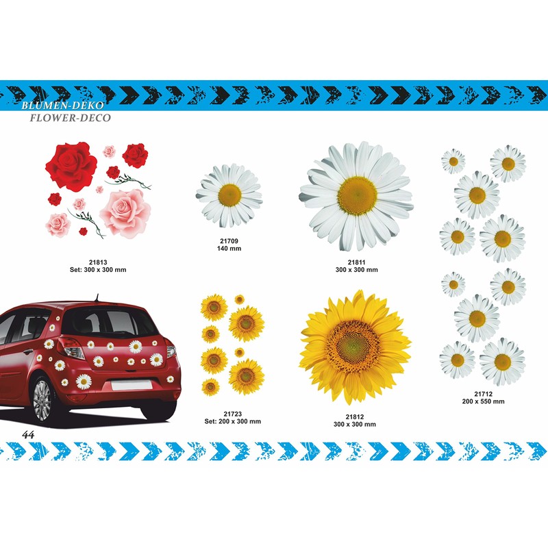 carstyling XXL Hibiscus Flower Sticker 180 x 160 mm Pink/Silver