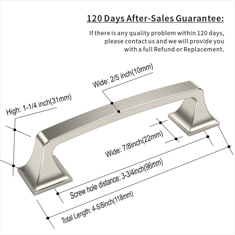Amerdeco 10 Pack Brushed Satin Nickel 3.75 Inch(96mm) Hole Centers