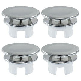Waziaqoc 4 Pack Sink Basin Overflow Trim Ring Solid Brass Bathroom Sink, Overflow Ring Bathroom Cover Sink Insert Hole Round Caps, Double Layer Copper Solid Chrome