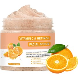 IREV- Exfoliante facial con vitamina C, lavado facial exfoliante con retinol, exfoliante facial, exfoliante facial, exfoliante facial