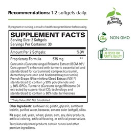 Terry Naturally CuraMed Plus Clinical OPC - 60 Softgels - BCM-95 Curcumin & French Grape Seed VX1 Supplement - Supports Brain, Heart, Colon, Breast, Prostate & Liver Health - Non-GMO - 30 Servings
