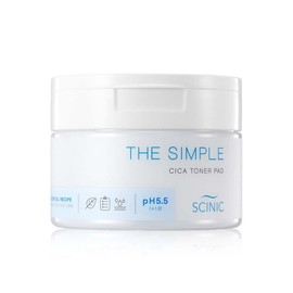 SCINIC The Simple Cica Toner Pad 60 Pcs | Vegan-certified Cotton Fabric | Mild Peeling Without Irritation | Gentle Ph 5.5 PHA Peeing | 100% Vegan | K-beauty
