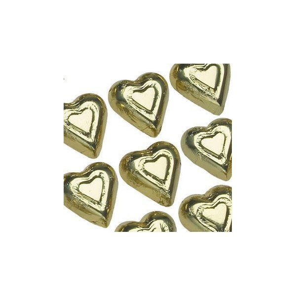 Foil Wrapped Gold Chocolate Hearts