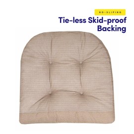 Sweet Home Collection Rocking Chair Cushion Premium Tufted Pads Non Skid Slip Backed Set of Upper and Lower with Ties, 1 Count (Pack of 1), Taupe