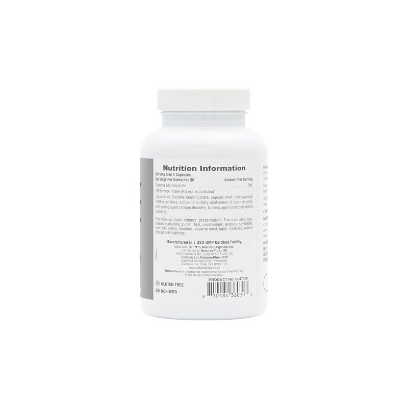 NaturesPlus Creatine Micro-Optimised Capsules - 100% Pure Creatine Monohydrate Supplement