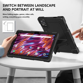 Hoibon for KADYBE D115, MEIZE D115 10.1 inch Shockproof Kids Case with Shoulder Strap (Black)