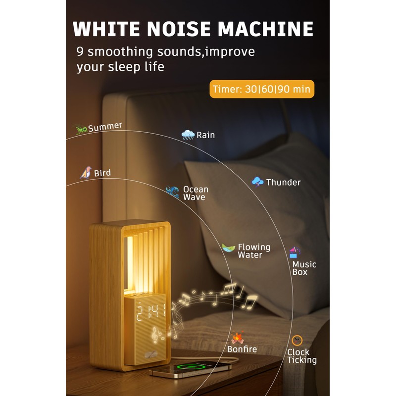 Sunrise Alarm Clock with Wake-Up Light: Dual Alarm Sound Machine