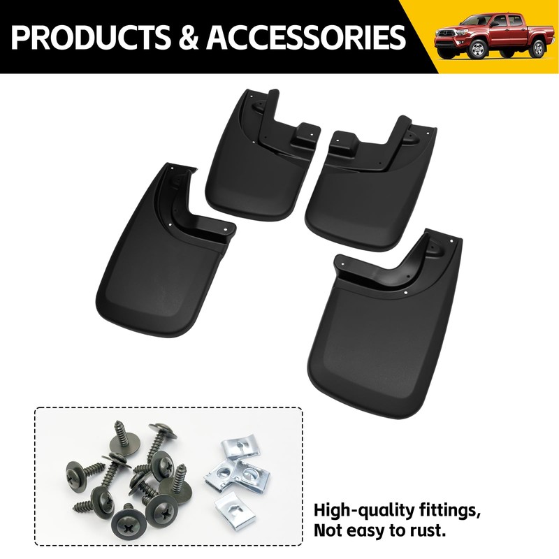 JTYZSM Mud Flaps for 2005-2015 Toyota Tacoma with OEM Fender