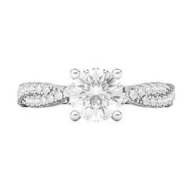 Sterling Silver Full Side Stones Twisted Vine 1.0 CT Genuine Moissanite Engagement Ring Promise Bridal Ring (5)