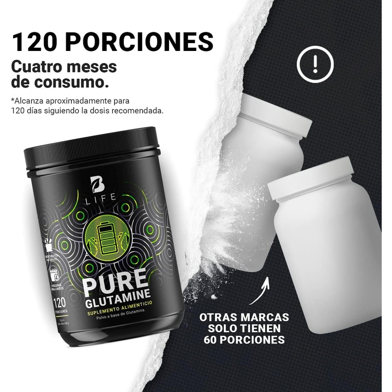 B Life Glutamina Micronizada 600g para Entrenamiento y Recuperación
