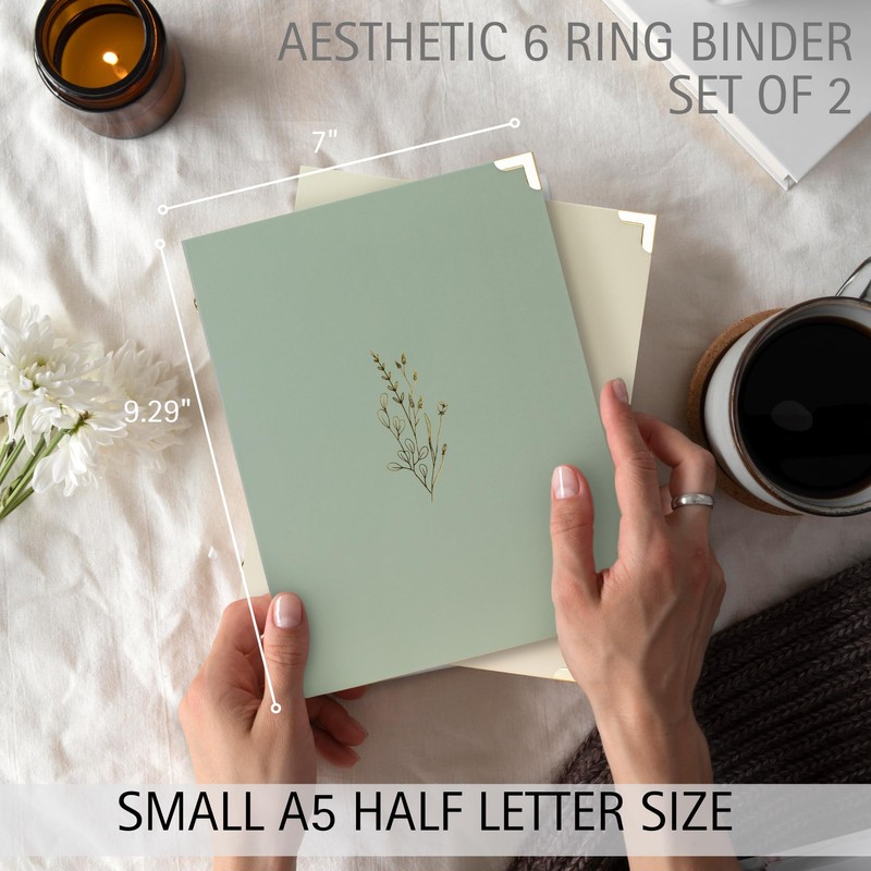 Aesthetic 6 Ring A5 Binder Set of 2 - The