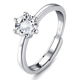 JeweBella Women's 925 Silver Adjustable Ring Women's Silver Cubic Zirconia Ring Engagement Ring Wedding Rings Wedding Rings Finger Ring Promise Ring Silver 925 Women's Jewellery Gifts Silver, CZ