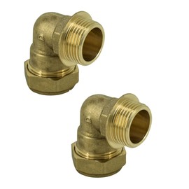 UKDD® 22mm Compression by 3/4" BSP Brass Male Iron Elbow 90 Bend, 22mm x 3/4" Adaptors Bend - WRAS Approved - Pack of 2…