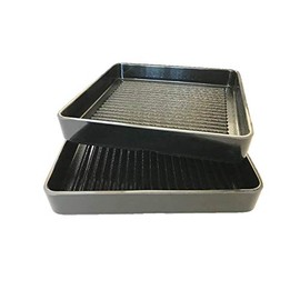 Lucky Star Melamine Shabu Shabu Hot Pot Meat Plate Stacking Tray, 7-3/4” X 7-3/4”, Black, 12-pcs per case