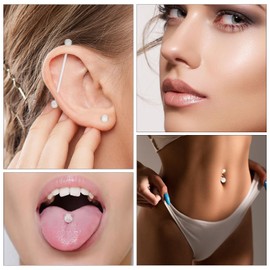 Pack of 44 Clear Acrylic Piercing Retainers for Nose Tongue Nipple Belly Lip Labret Septum Hoops Ear Cartilage Plastic Piercing Placeholder Jewellery for Surgical