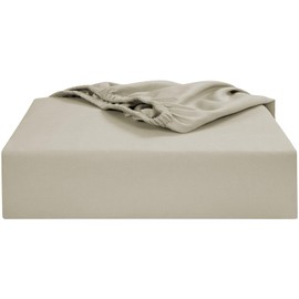 Soroor® Bedding & Linen | Microfibre Single Fitted Sheet, Beige - Deep Pocket 12 inch (30 cm) | Super Soft Fabric, Easy Care, Strong Elastic Hem Bed Sheet | 135 x 190 x 30 cm (UK Double)