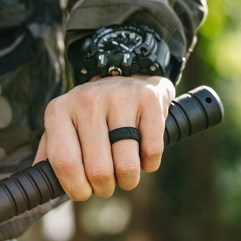 ThunderFit Silicone Wedding Rings for Men, Rubber Engagement Bands 9mm