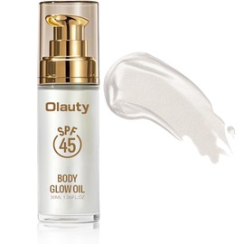 Shimmer Body Oil, SPF 45 Broad Spectrum, Waterproof Long Lasting Moisturizing Luminizer Glow Sunscreen for Face & Body, Body Makeup Shine (Diamond Platinum, 02)