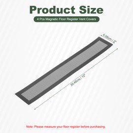 YOKIVE 4 Pcs Magnetic Floor Vent Covers, Floor Register Cover PVC Mesh Air Vent Screen Filters, Great for Home Floor, Wall, Ceiling, Catch Debris Hair Dust (Black, 12-Inch x 2-Inch)