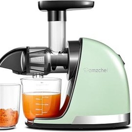 AMZCHEF ZM1501 Masticating Juicer with Quiet Motor, Cold press Juicer with Reverse Function, Easy to Clean with Brush for High Nutrient Fruit and Vegetable Juice, Red(Updated) - Colour: Tea Green