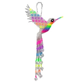 Mia Jewel Shop - Hummingbird Decor Hanging Figurine | Bird Figurines Home Decor | Ornament Czech Glass Seed Bead Decorative Hanging Ornaments - Handmade Decoration (Silver/Neon-Multi)