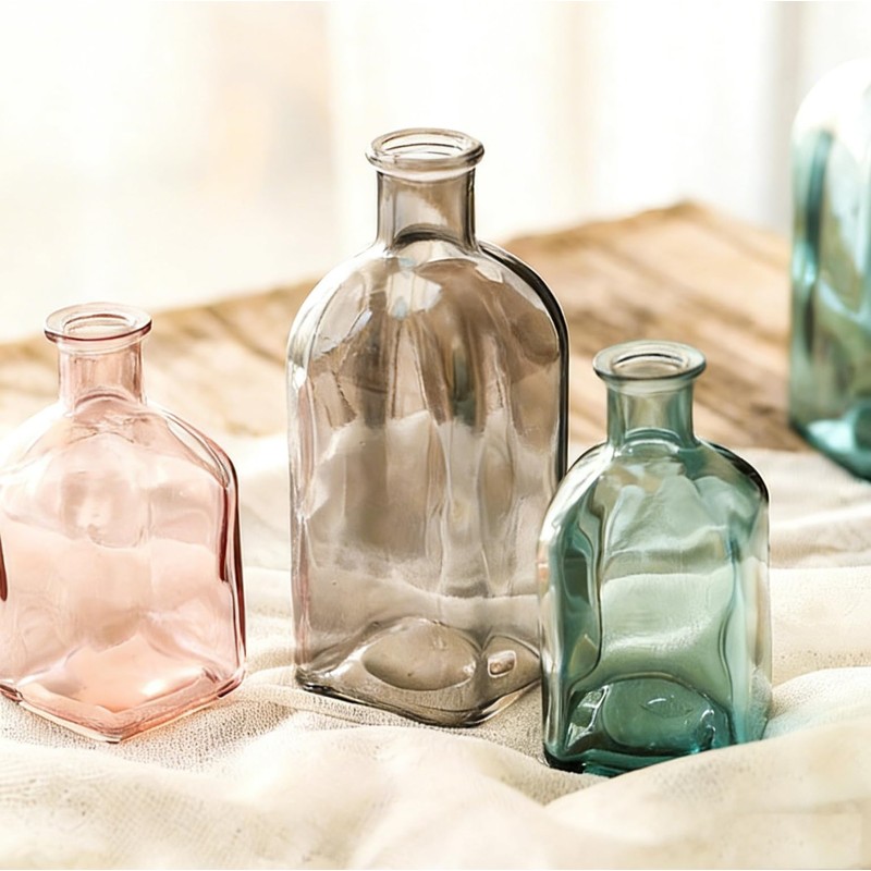 Coastal Style Small Decor Nordic Minimalist Glass Vase,Retro Green Set